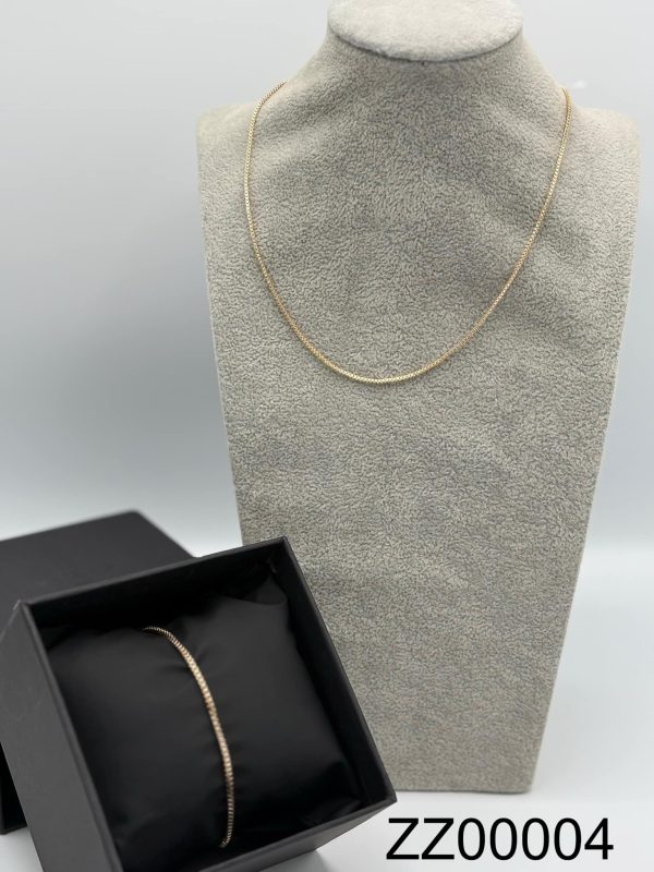 Stainless Steel Sleek Chain Necklace & Bracelet Set - ZZ000004